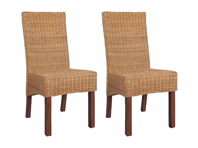 Chaises à manger lot de 2 marron rotin naturel
