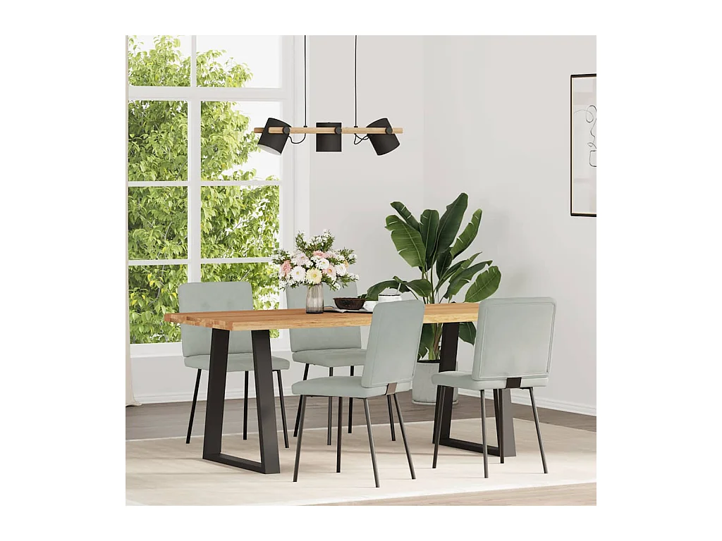 Juego de 4 sillas de comedor de terciopelo gris claro