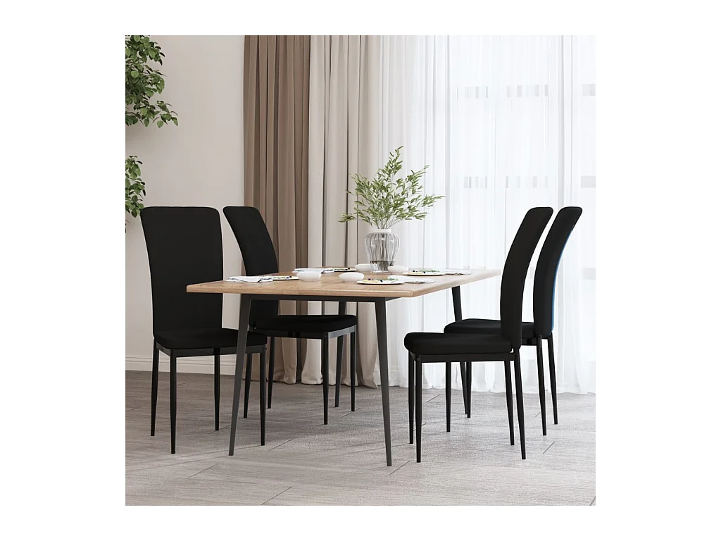 Set di 4 sedie da pranzo in velluto nero
