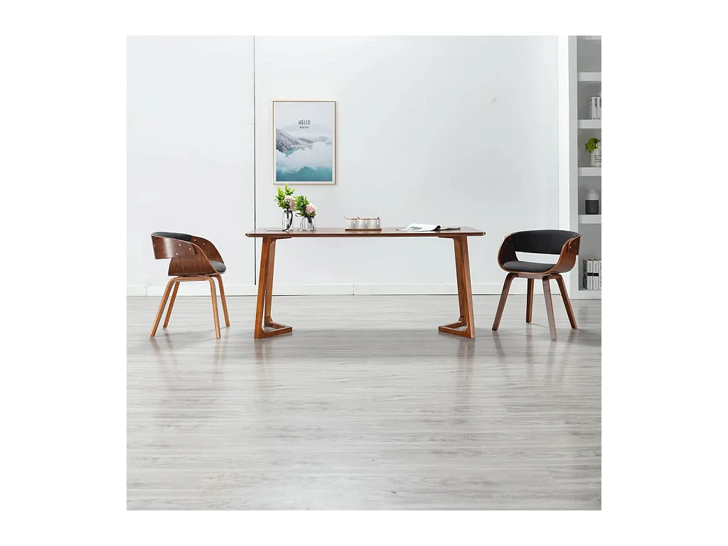 Chaise à manger gris bois courbé et tissu