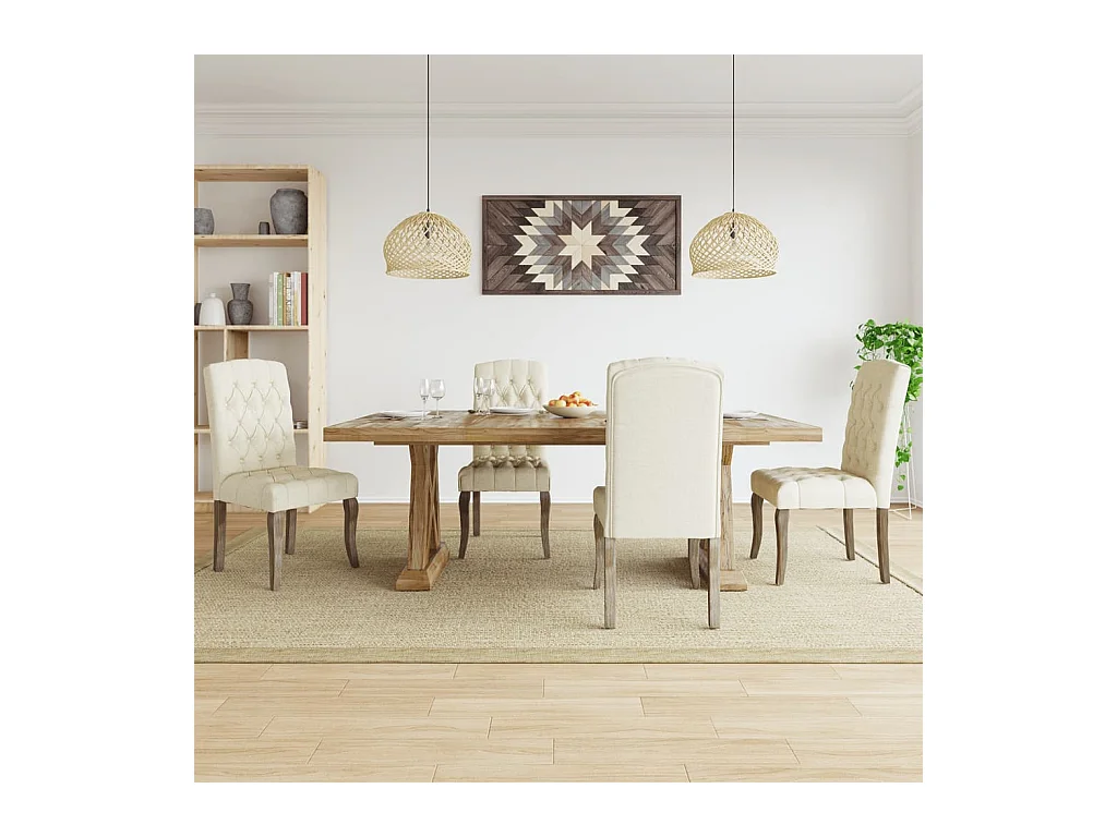 Eetkamerstoelen set van 4 beige linnenlook stof