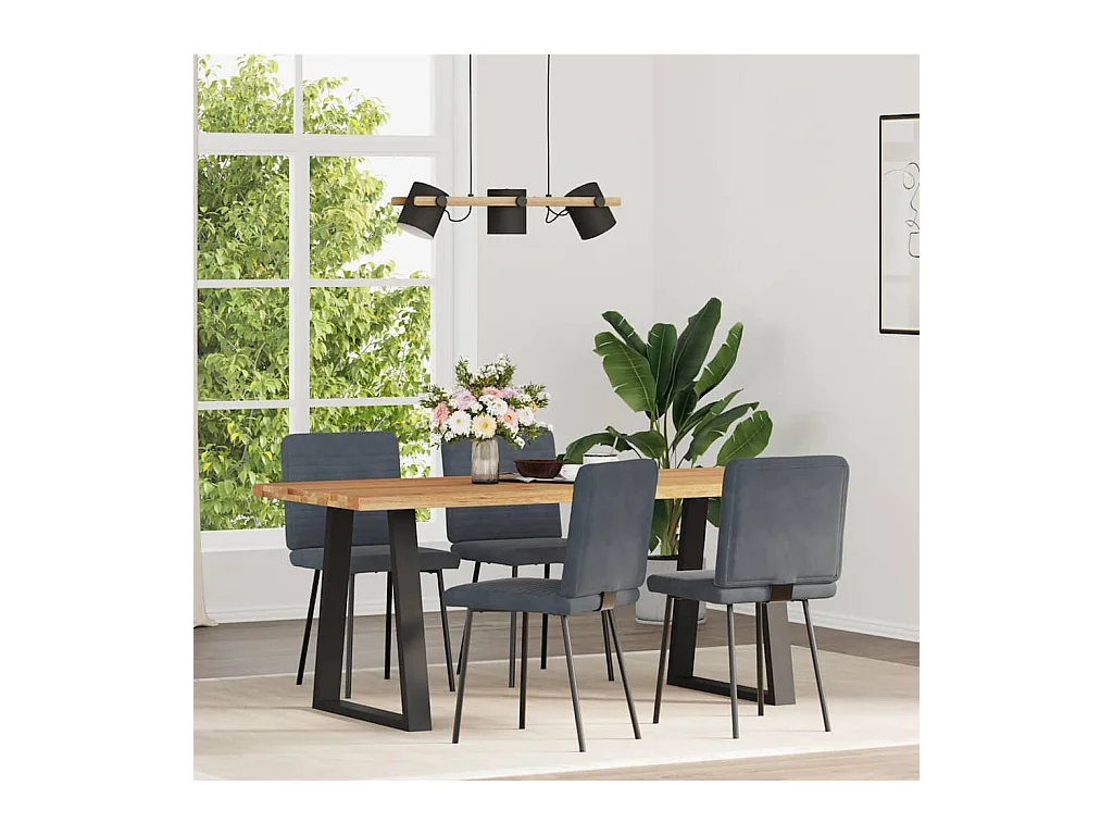 Chaises à manger lot de 4 Gris foncé Velours