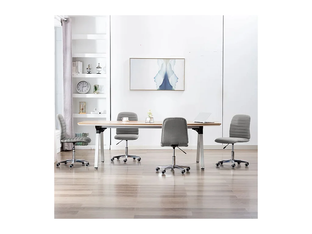 Set di 4 sedie da pranzo in tessuto grigio chiaro