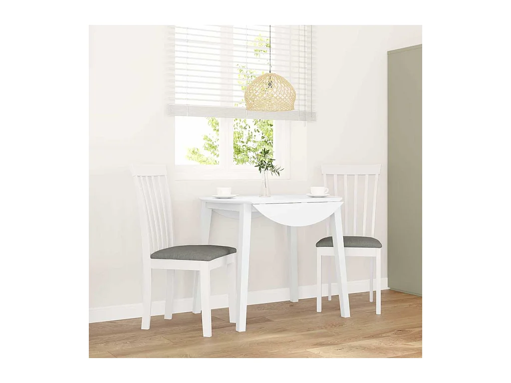 Chaises à manger coussins 2 pcs blanc bois massif caoutchouc