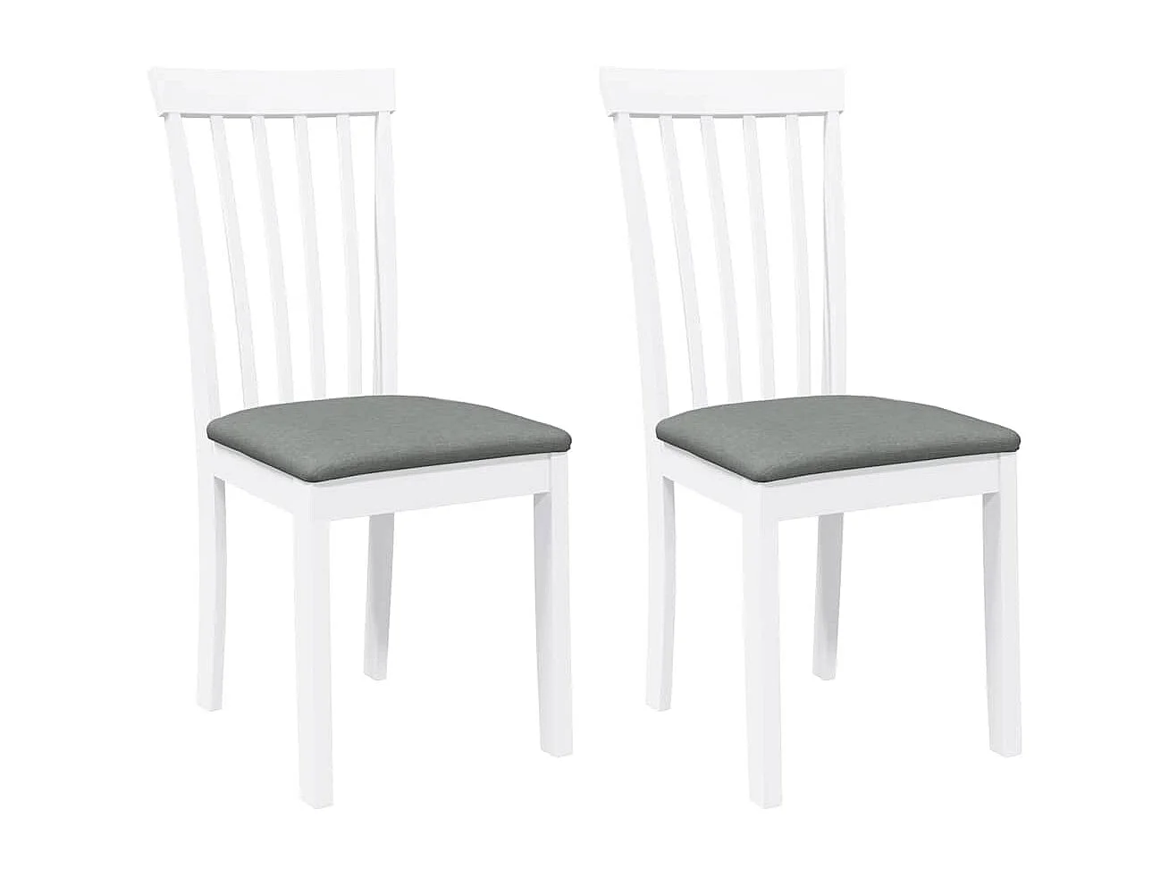 Chaises à manger coussins 2 pcs blanc bois massif caoutchouc