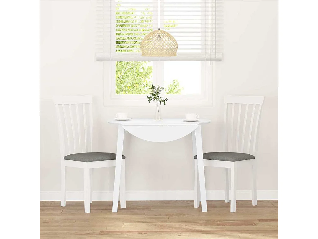 Chaises à manger coussins 2 pcs blanc bois massif caoutchouc