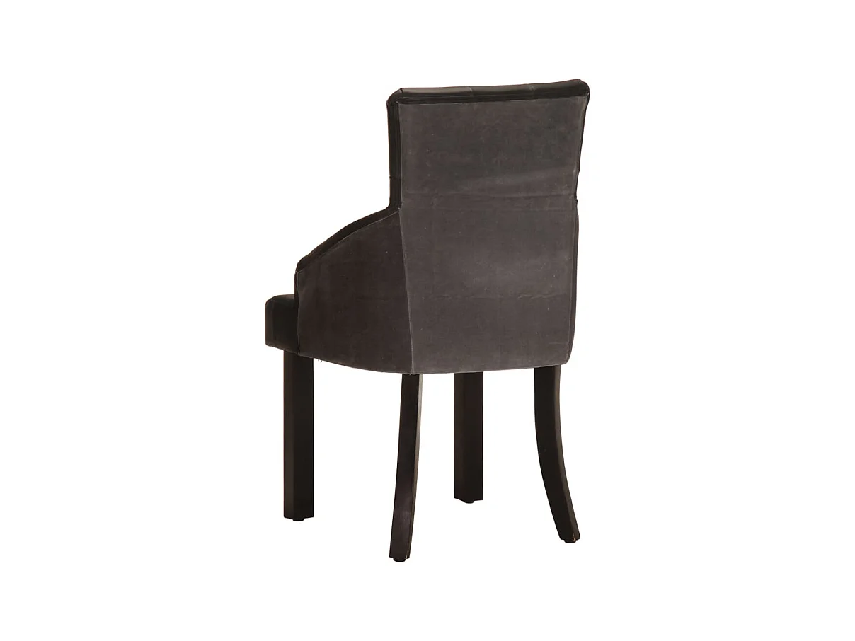 Chaises à manger lot de 2 noir cuir de chèvre véritable