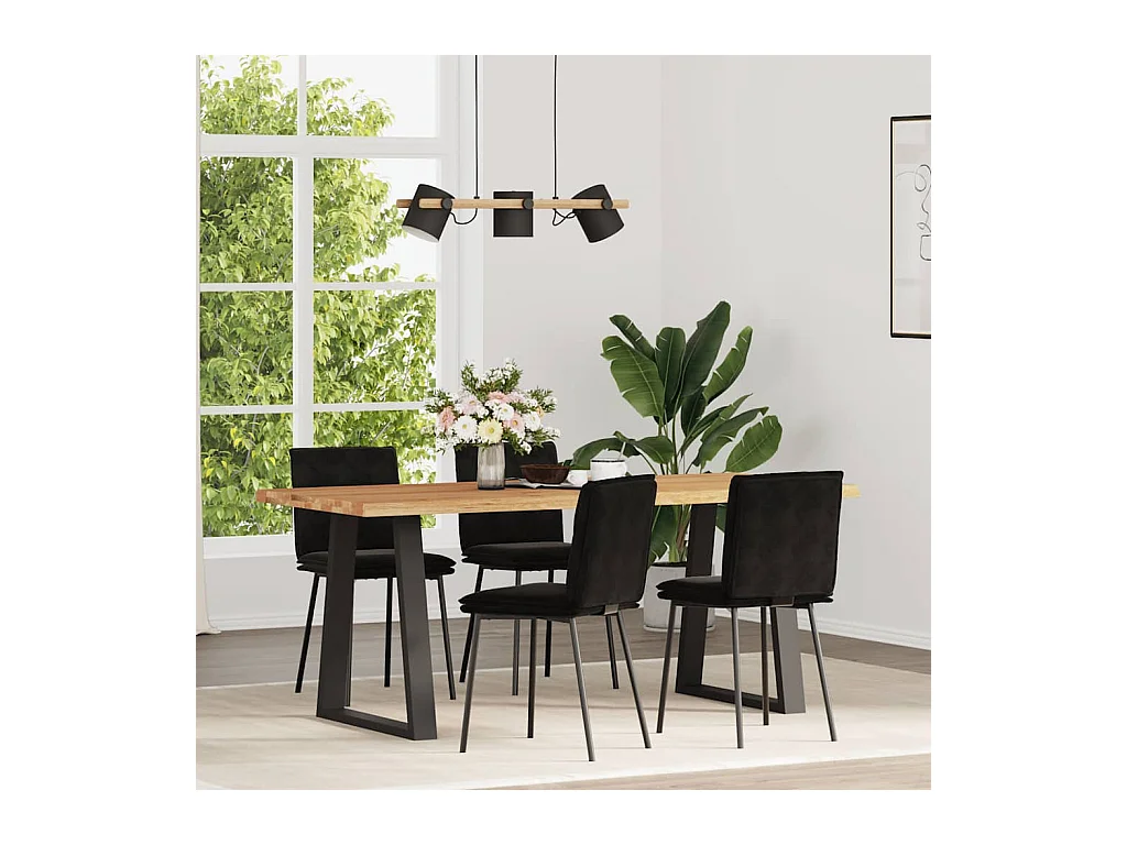 Chaises à manger lot de 4 Noir Velours