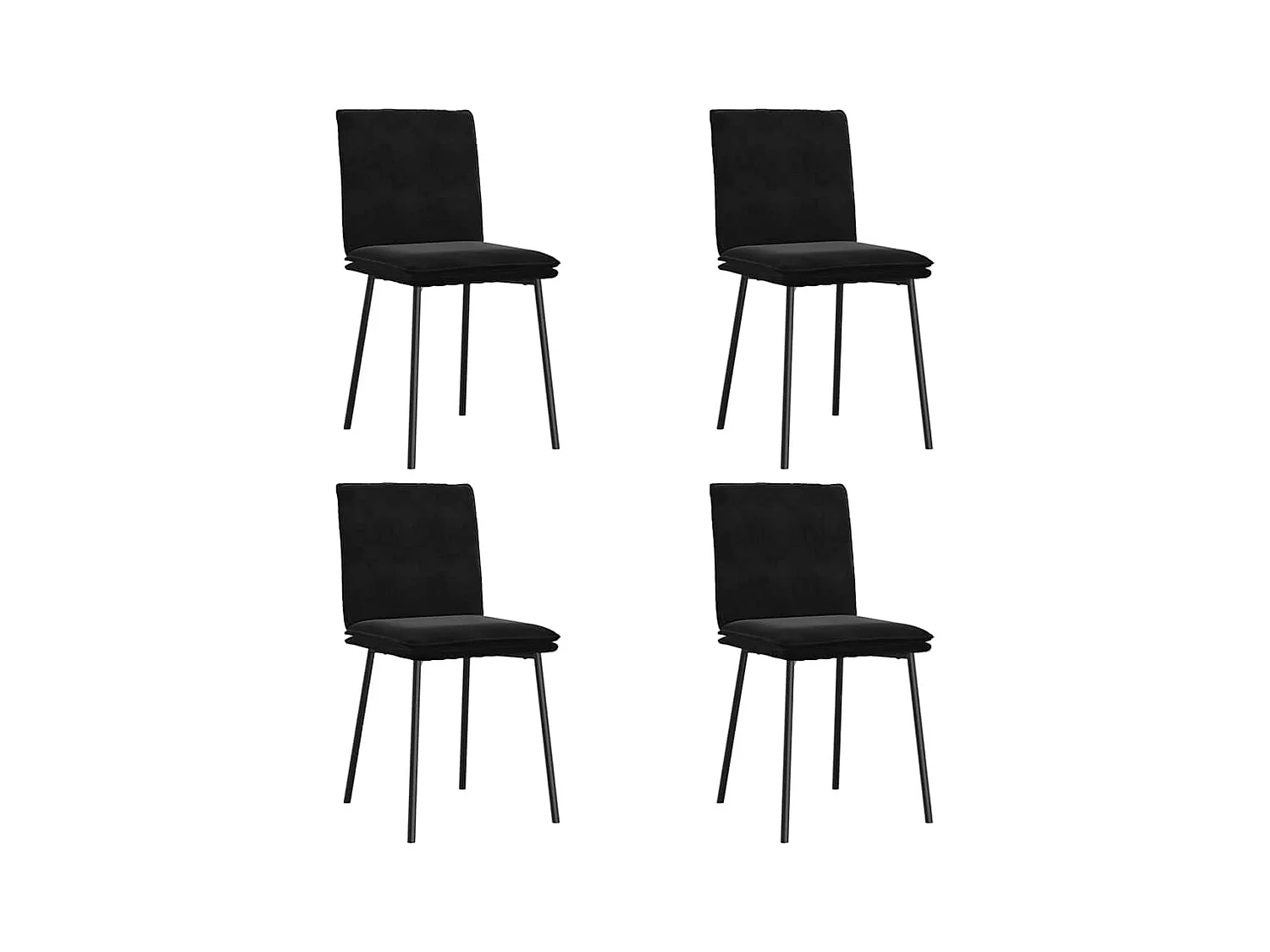 Juego de 4 sillas de comedor de terciopelo negro