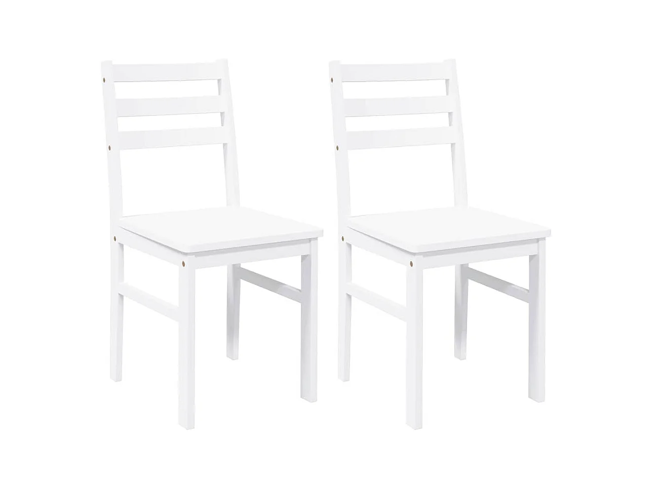 Chaises à manger 2 pcs blanc bois massif caoutchouc