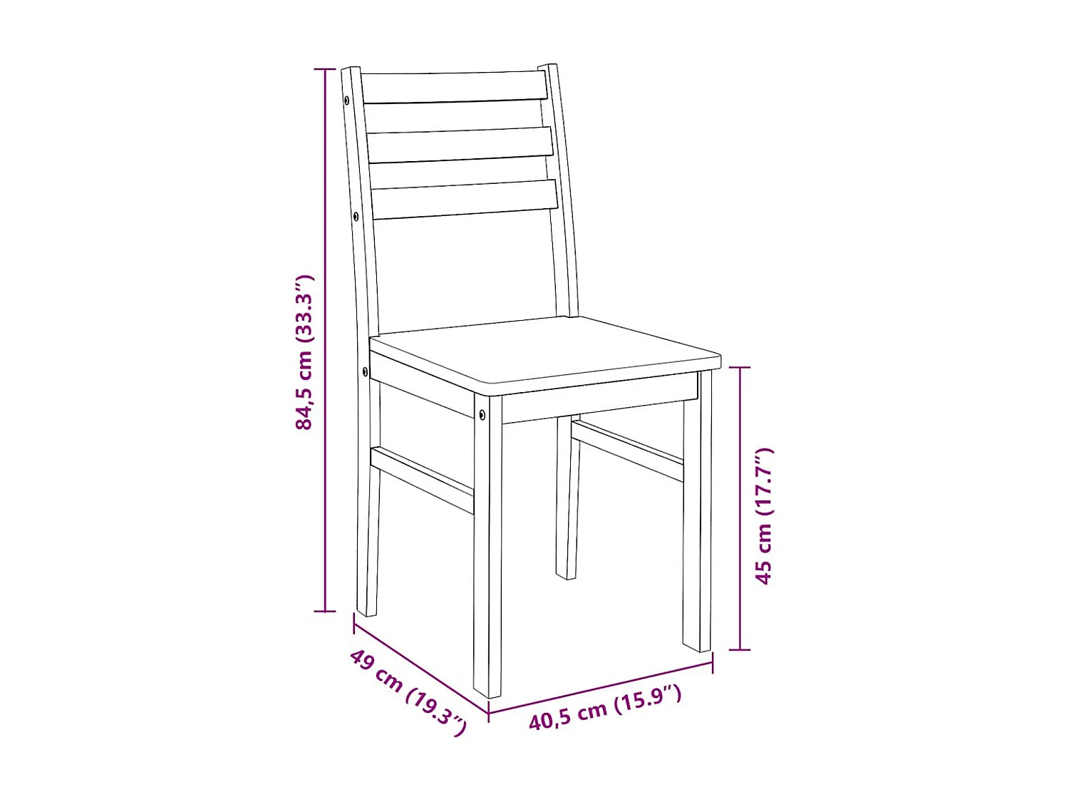 Chaises à manger 2 pcs blanc bois massif caoutchouc