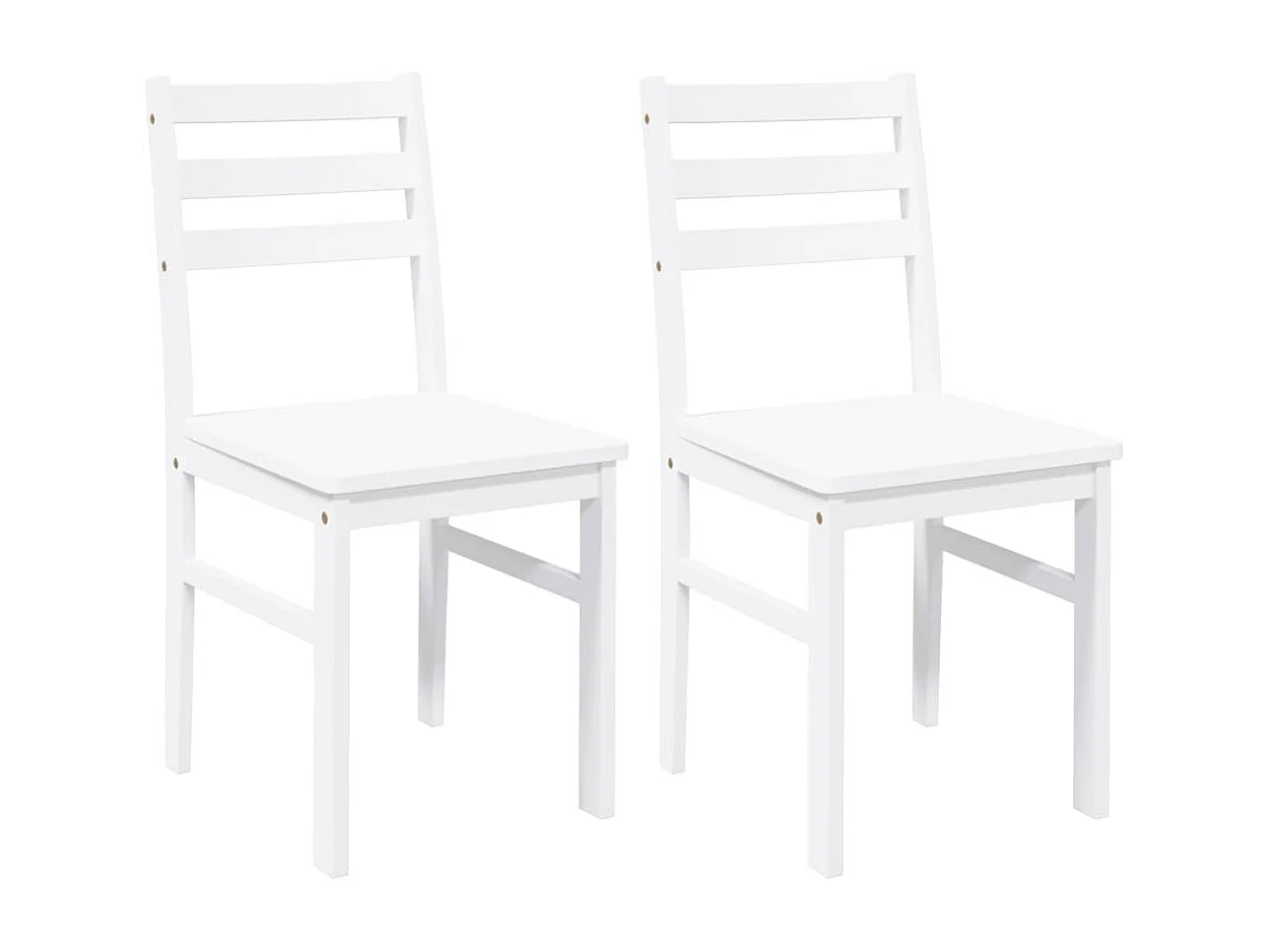 Sedie da pranzo 2 pezzi in legno massello di gomma bianco