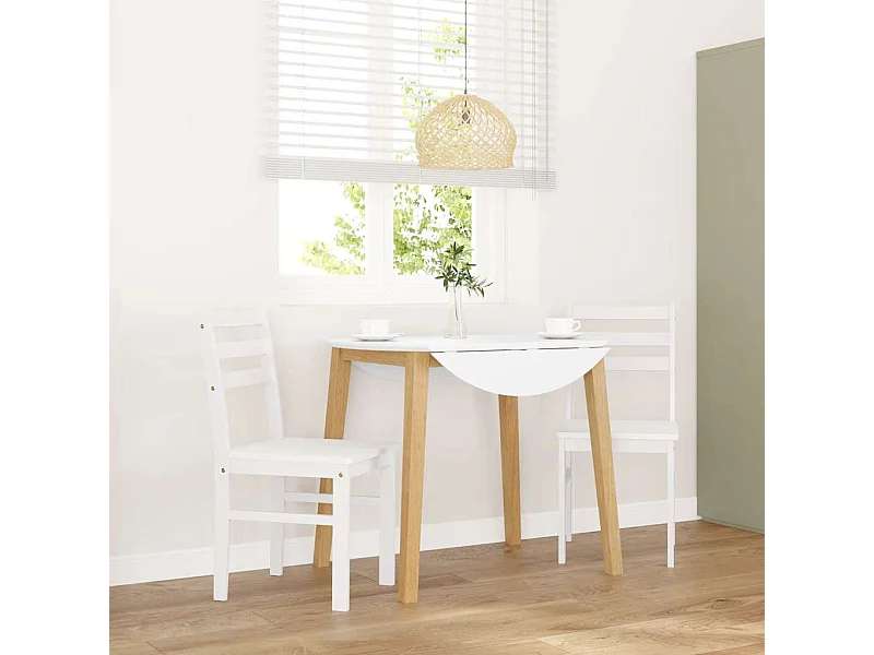 Chaises à manger 2 pcs blanc bois massif caoutchouc