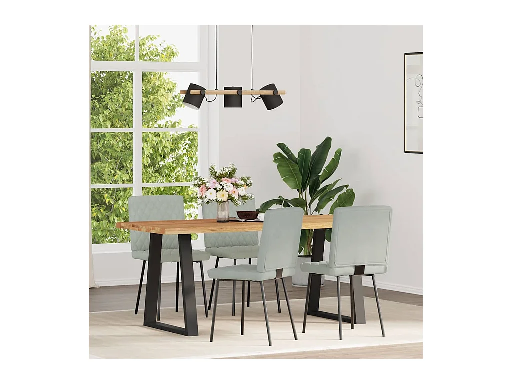 Eetkamerstoelen set van 4 Lichtgrijs Fluweel