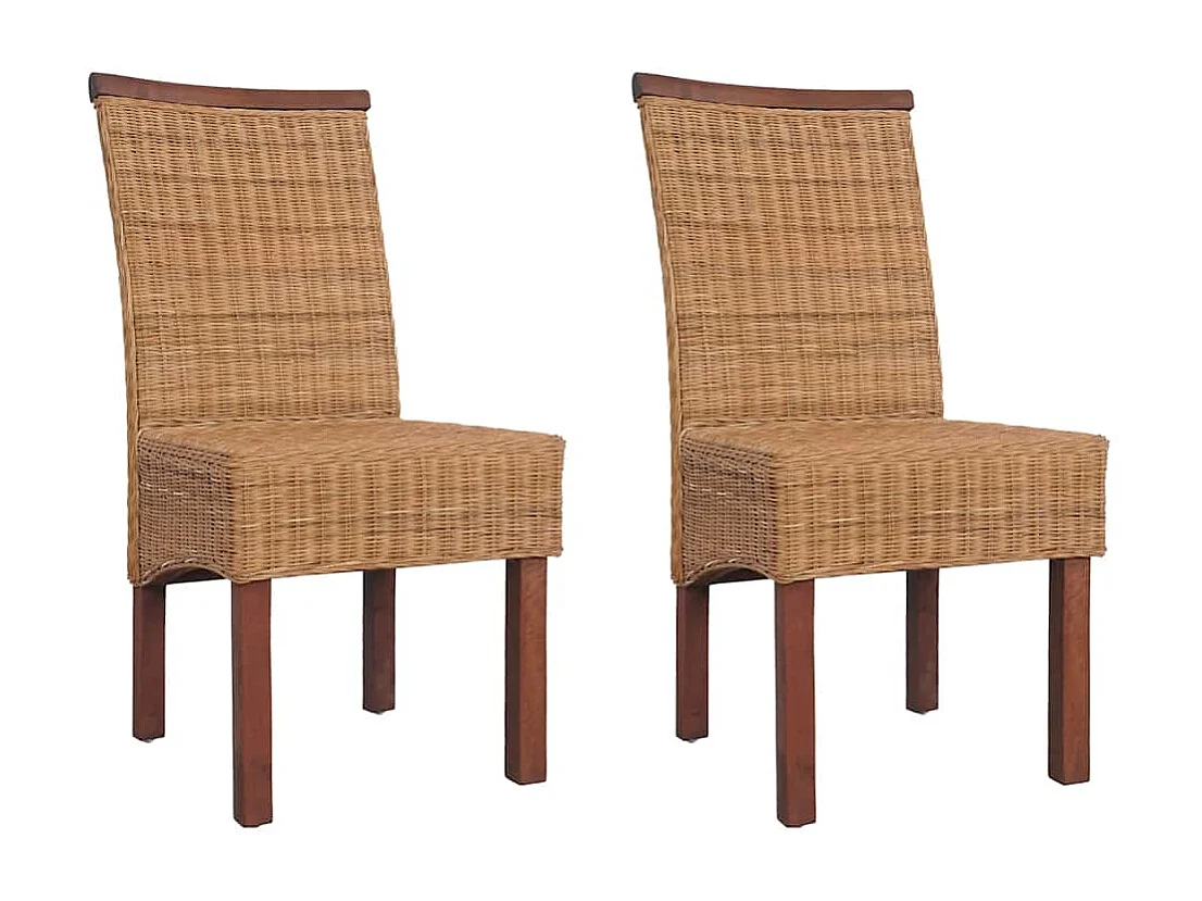 Chaises à manger lot de 2 marron rotin naturel