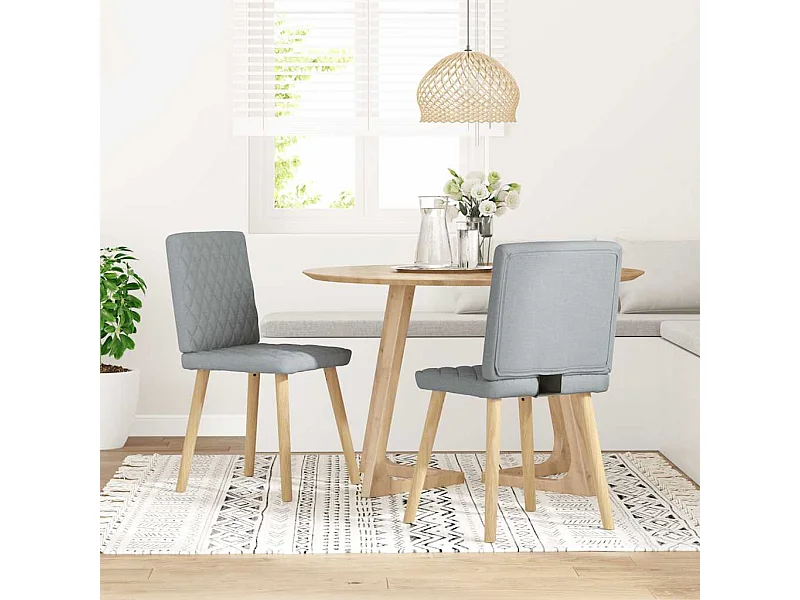 Set di 2 sedie da pranzo in tessuto grigio chiaro