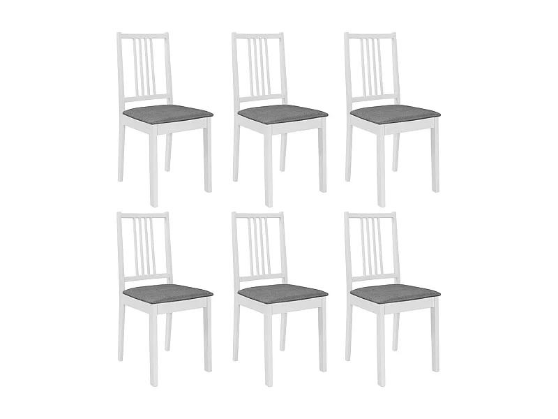 Chaises à manger avec coussins lot de 6 blanc bois solide