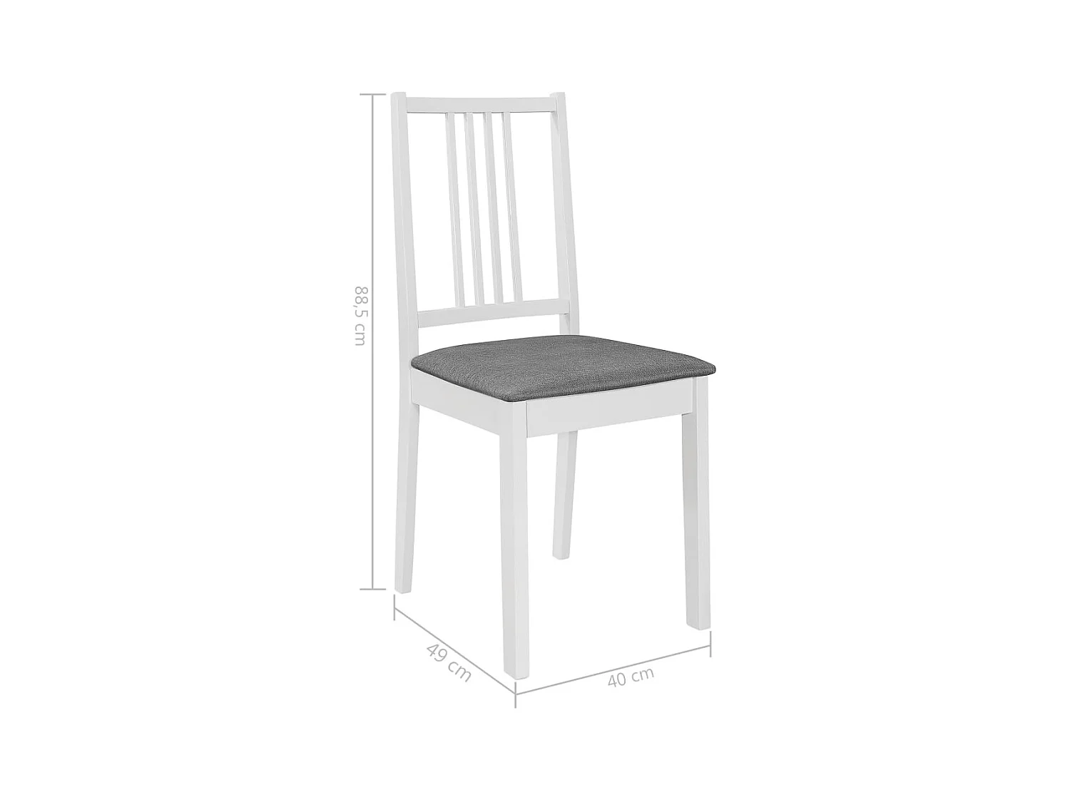 Eetkamerstoelen met kussens set van 6 wit massief hout