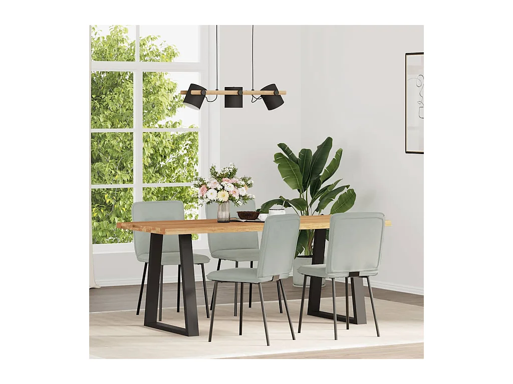 Juego de 4 sillas de comedor de terciopelo gris claro