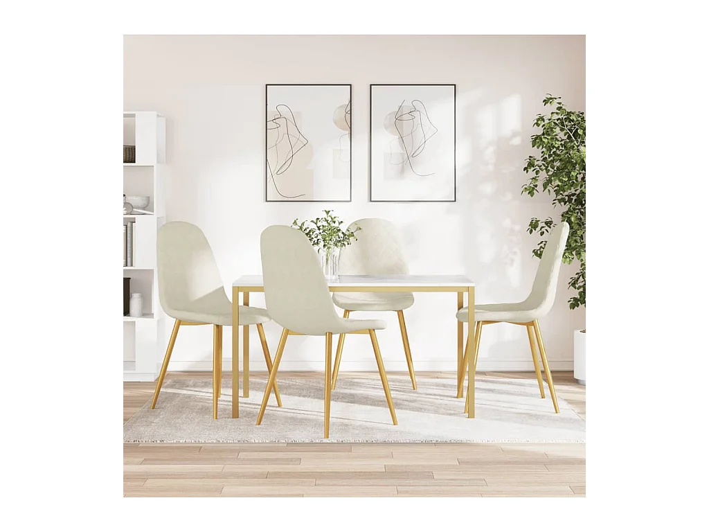Set di 4 sedie da pranzo in velluto crema