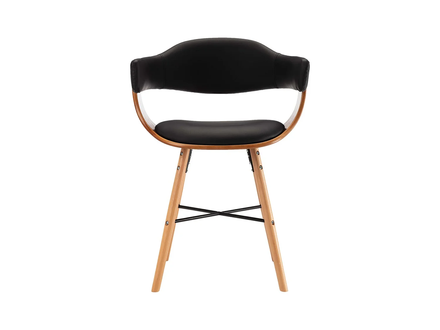 Chaises à manger lot de 2 noir similicuir et bois courbé