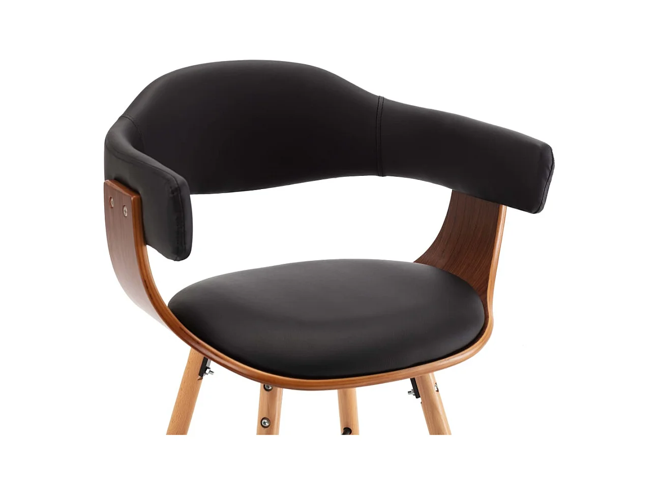 Chaises à manger lot de 2 noir similicuir et bois courbé