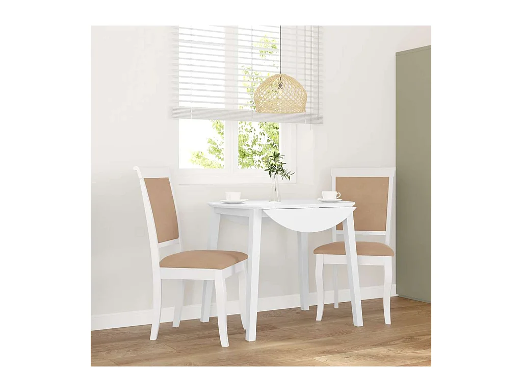 Chaises à manger coussins 2 pcs blanc bois massif caoutchouc
