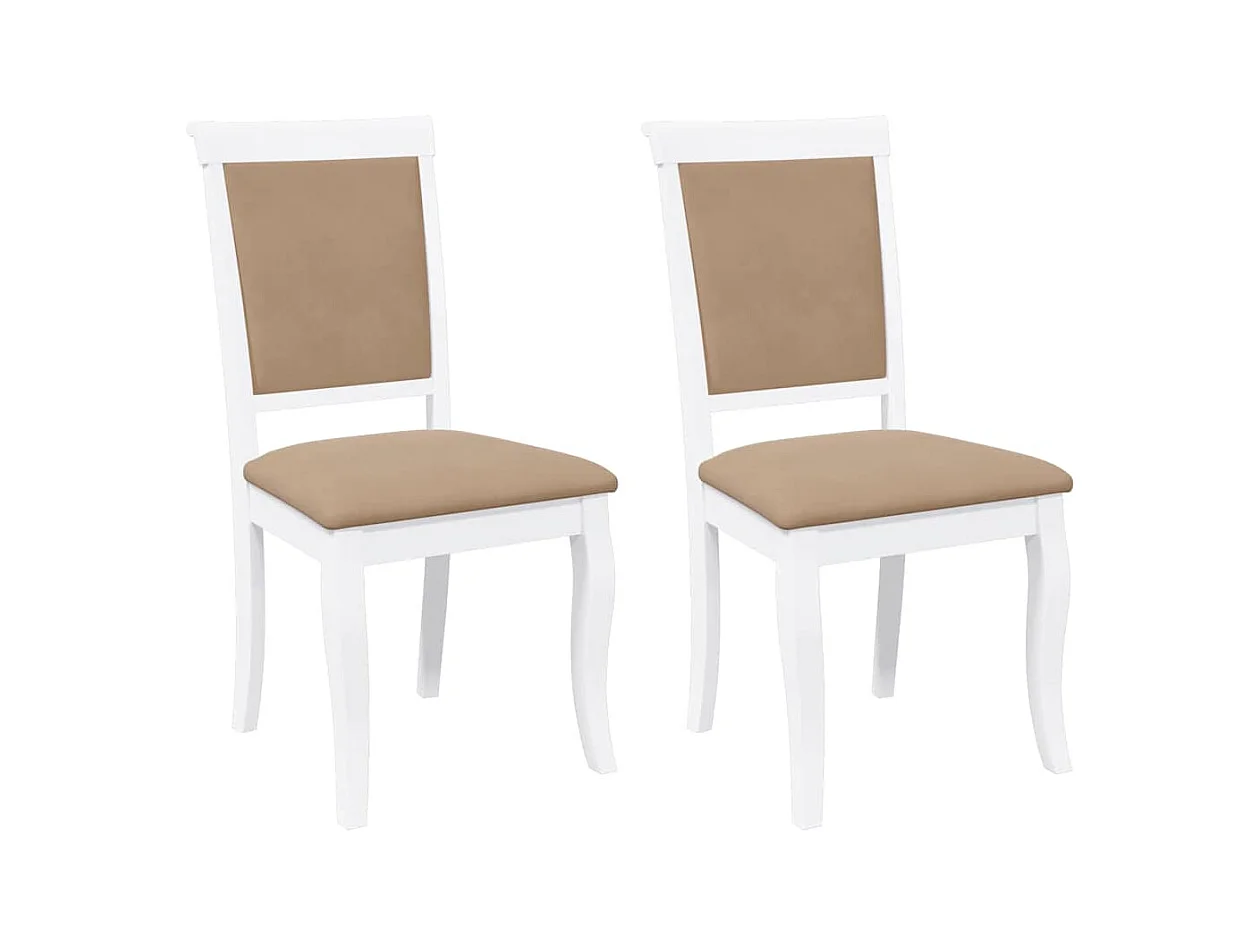Chaises à manger coussins 2 pcs blanc bois massif caoutchouc