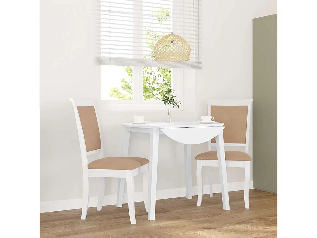 Chaises à manger coussins 2 pcs blanc bois massif caoutchouc