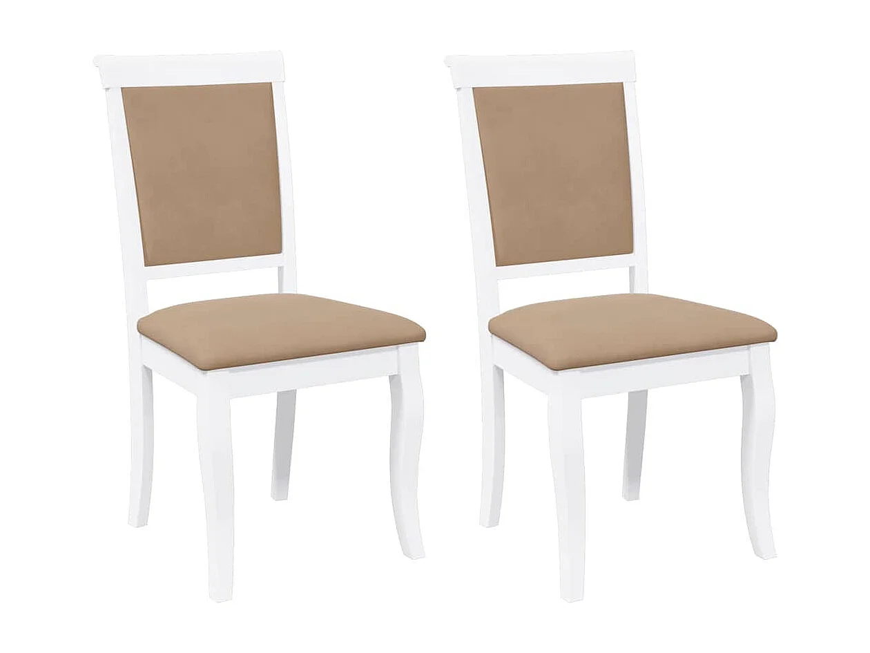 Chaises à manger coussins 2 pcs blanc bois massif caoutchouc
