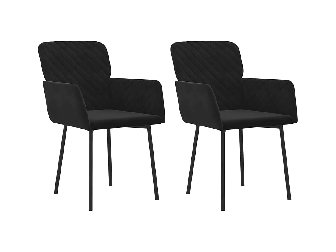 Chaises à manger lot de 2 Noir Velours