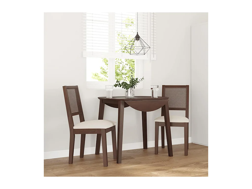 Chaises à manger coussins 2 pcs marron bois massif caoutchouc