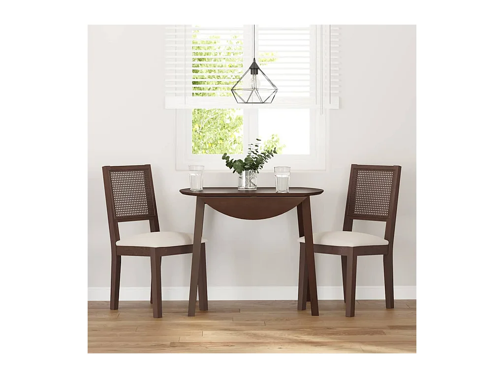 Chaises à manger coussins 2 pcs marron bois massif caoutchouc