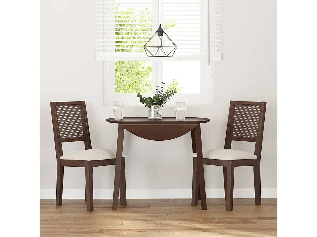 Chaises à manger coussins 2 pcs marron bois massif caoutchouc