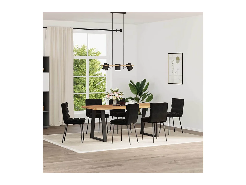 Chaises à manger lot de 6 noir velours