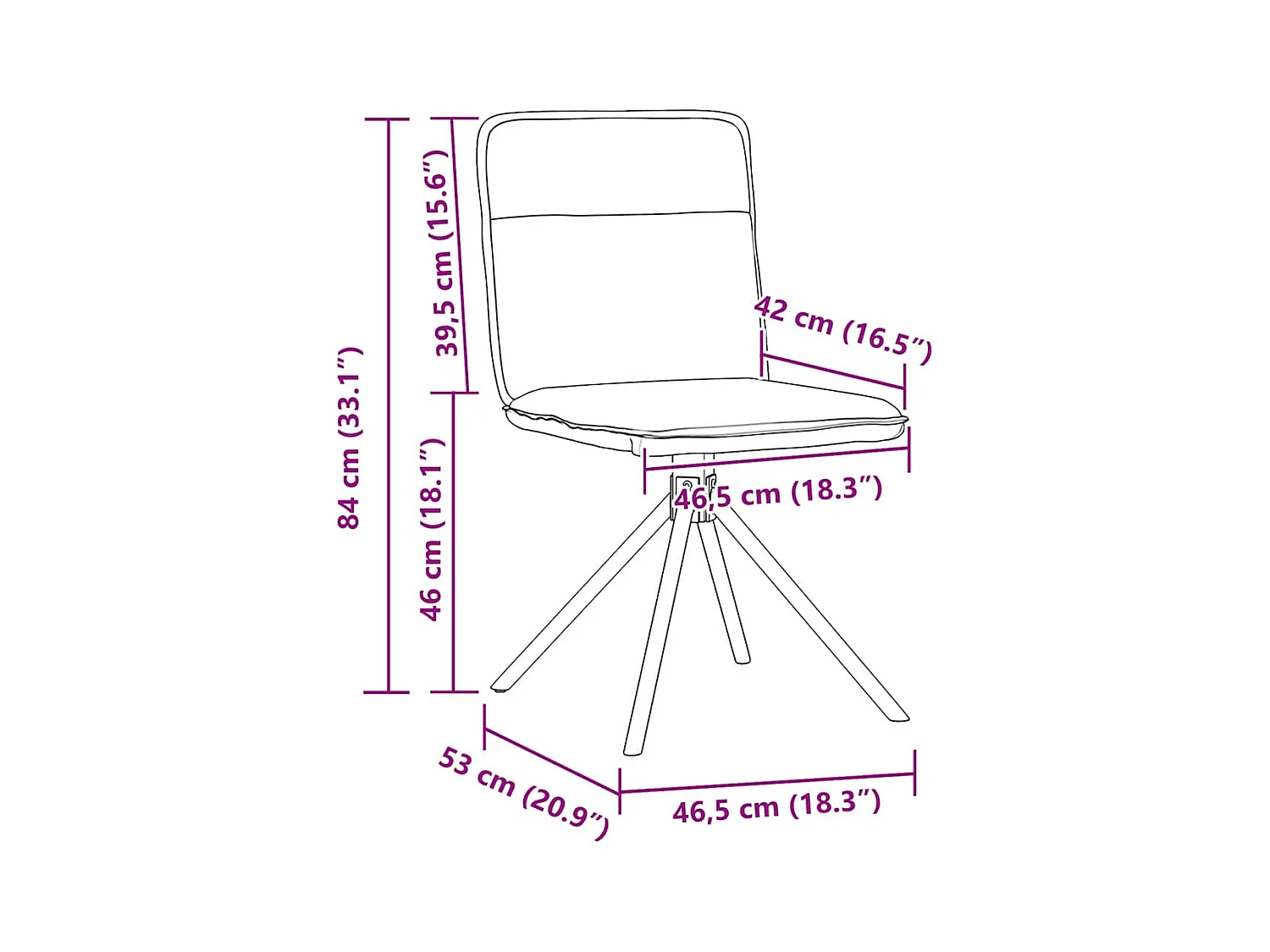 Eetkamerstoelen set van 6 donkergrijze stof