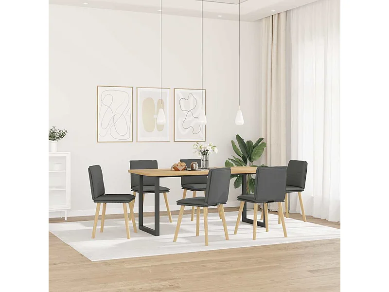 Chaises à manger lot de 6 gris foncé tissu