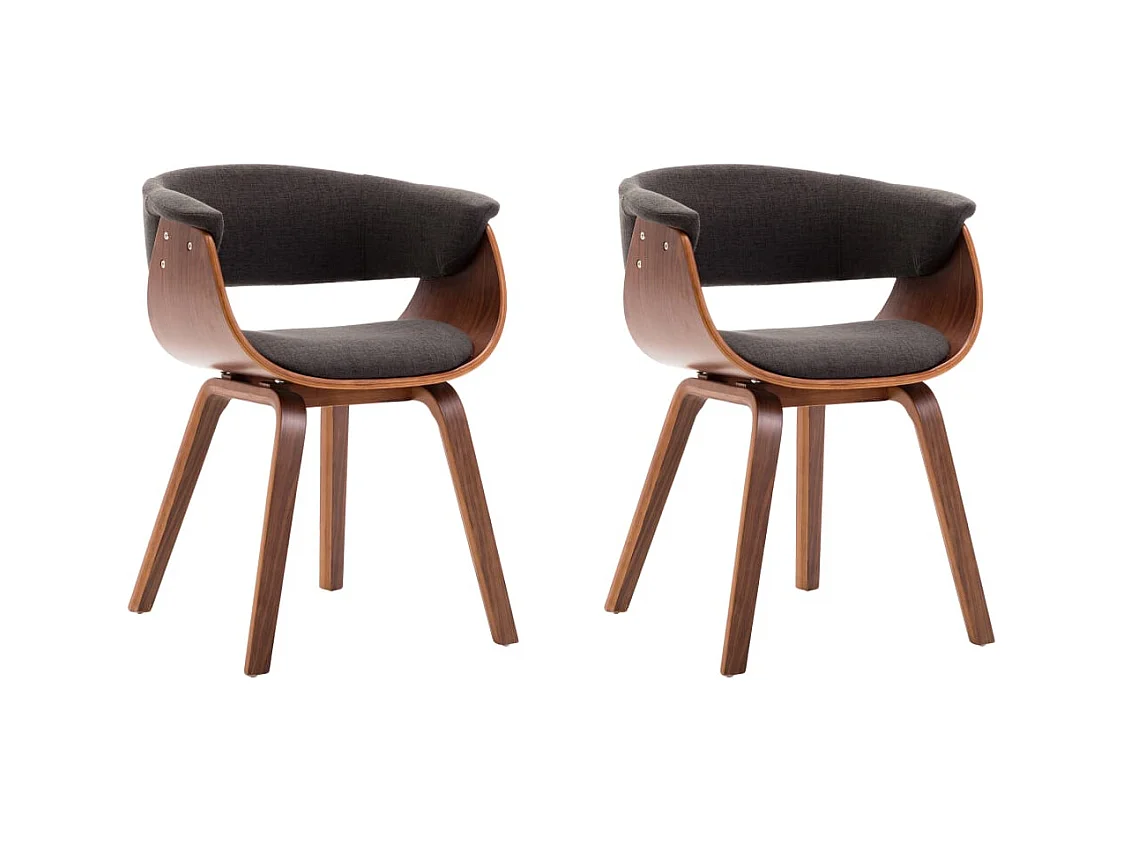 Set di 2 sedie da pranzo in legno curvato grigio e tessuto