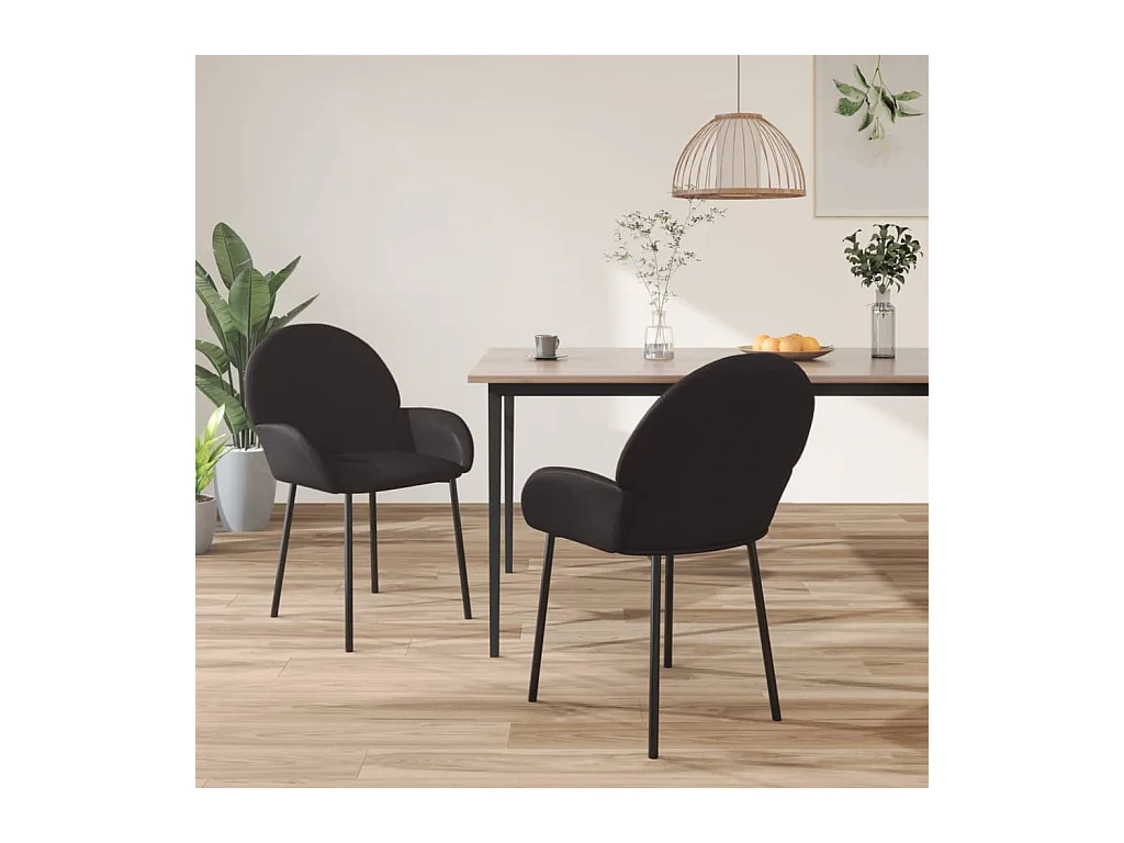 Chaises à manger lot de 2 noir similicuir