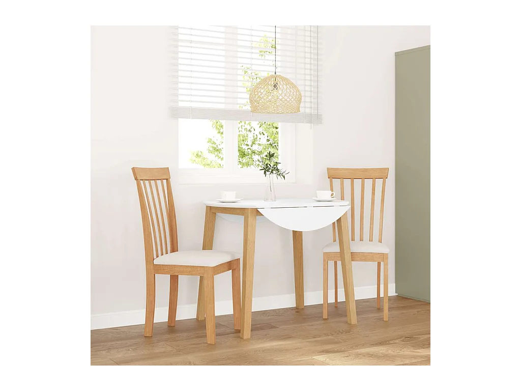 Chaises à manger coussins 2 pcs naturel bois massif caoutchouc