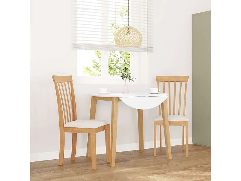 Chaises à manger coussins 2 pcs naturel bois massif caoutchouc