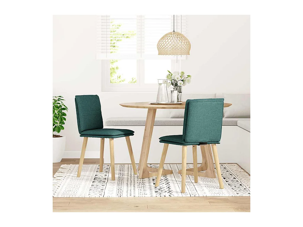 Juego de 2 sillas de comedor de tela verde oscuro