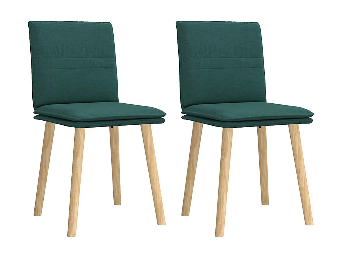 Juego de 2 sillas de comedor de tela verde oscuro