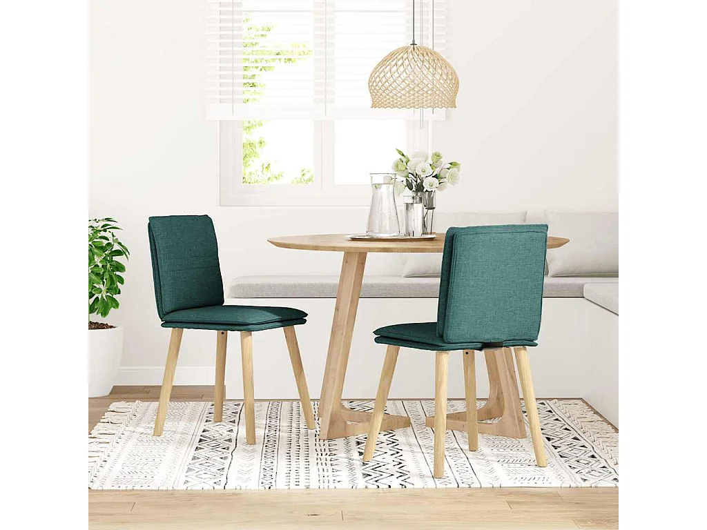 Juego de 2 sillas de comedor de tela verde oscuro