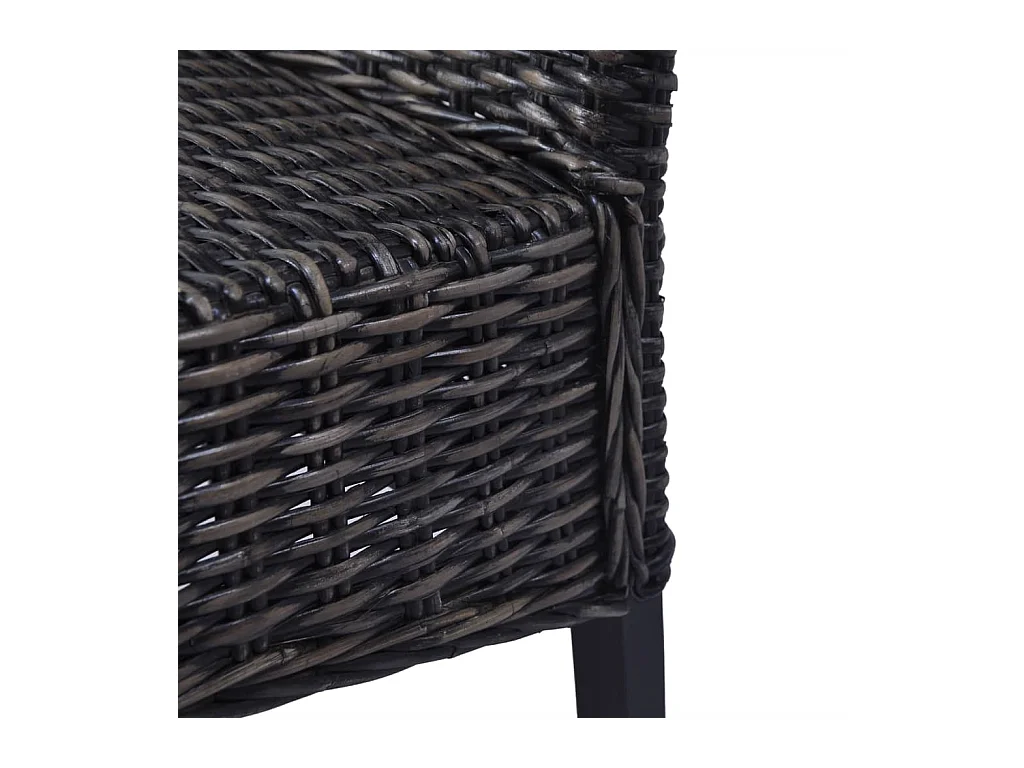 Chaises à manger lot de 2 noir rotin kubu et bois d'acajou