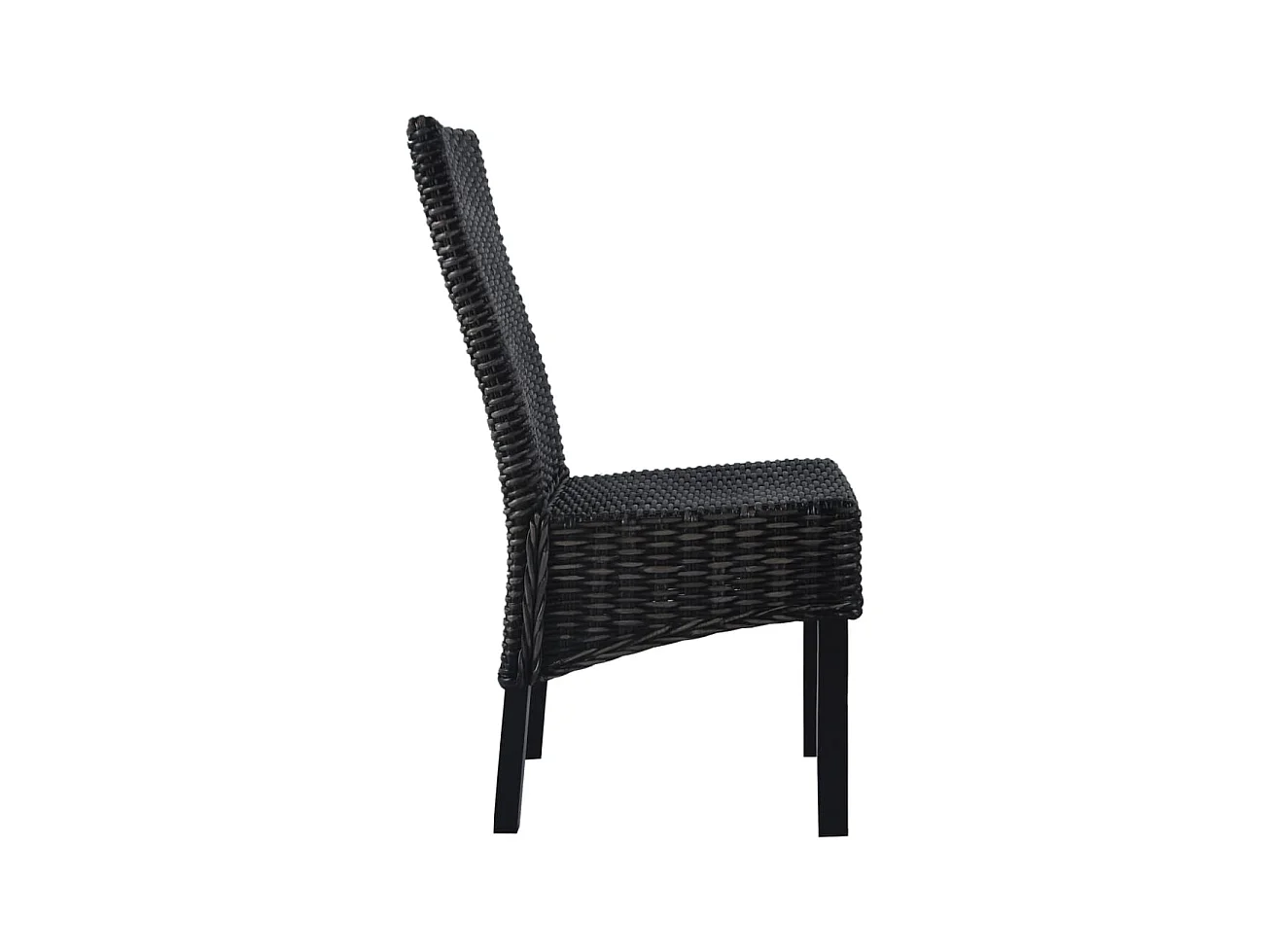 Chaises à manger lot de 2 noir rotin kubu et bois d'acajou