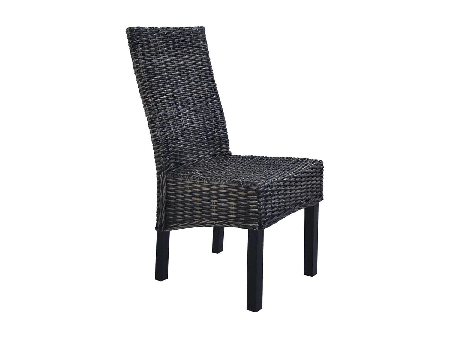 Chaises à manger lot de 2 noir rotin kubu et bois d'acajou