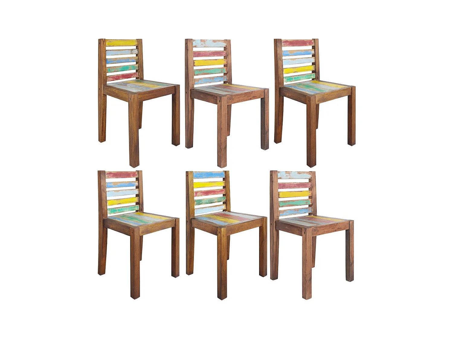 Chaises à manger lot de 6 bois de récupération solide