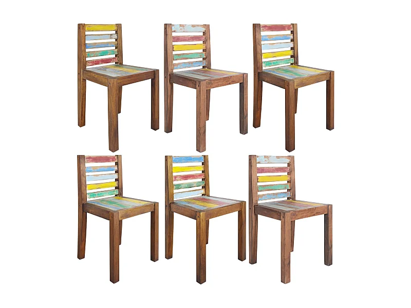 Chaises à manger lot de 6 bois de récupération solide
