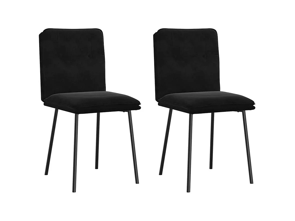 Chaises à manger lot de 2 Noir Velours